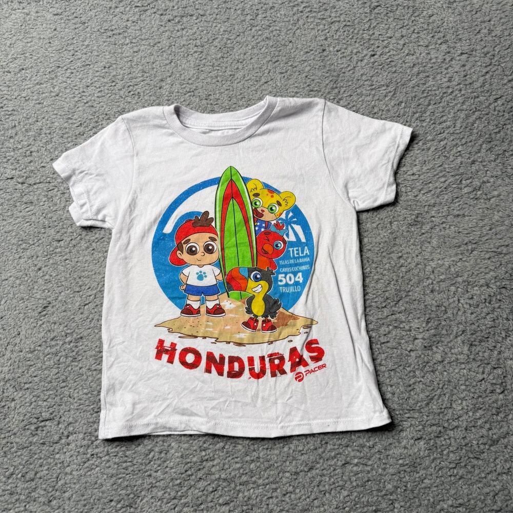 Vintage Pacer T Shirt Kids 4T White Honduras Graphic Short Sleeve